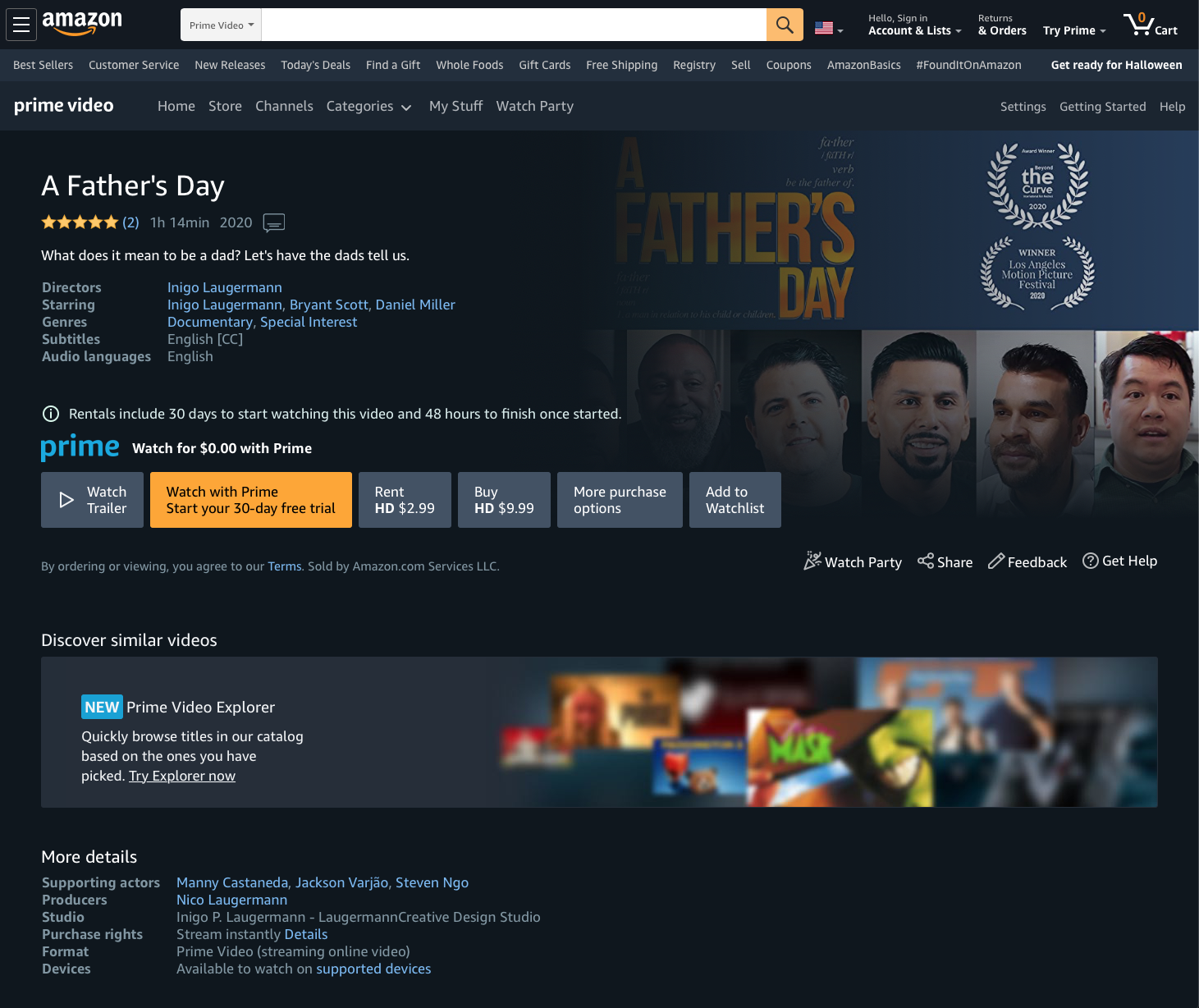 "A Father's Day" is on Prime Video