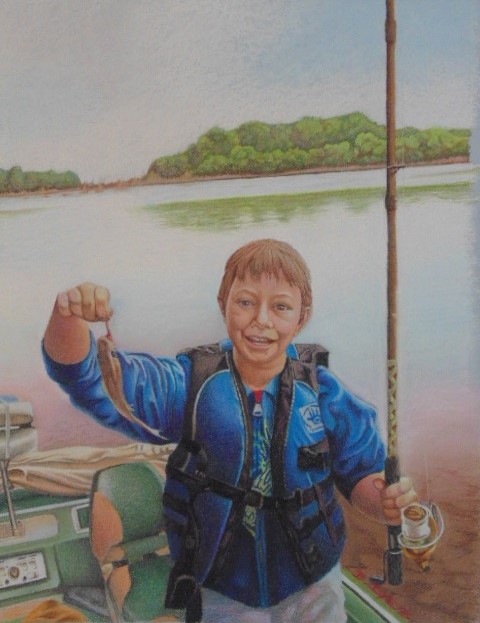 This painting was commissioned by this young mans father.   Pastell on light gray canson paper.        18"X24"