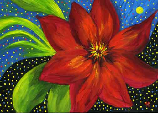 Night Bloom - 4"x 6 " Acrylic on Gessobord  Sold