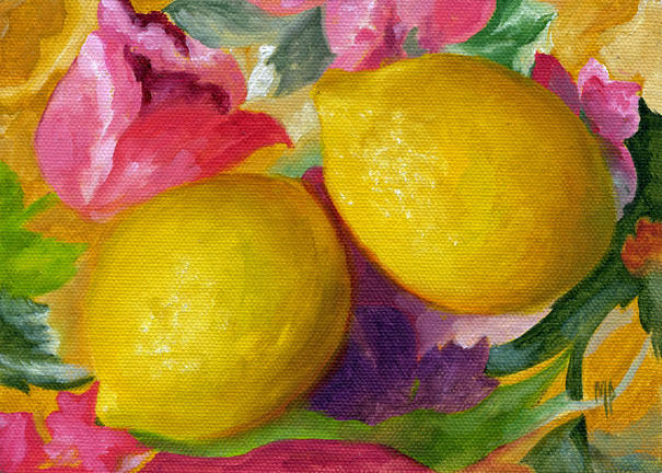 Two Lemons ~ 5x7  Oil on canvas panel   SOLD