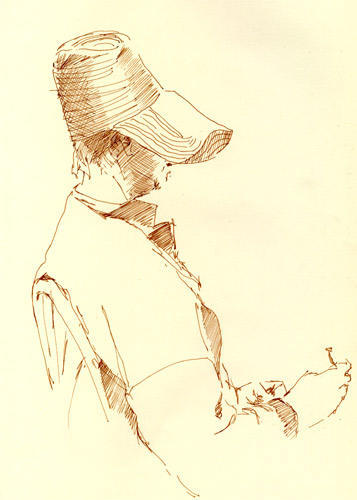 "A" sketching in Mesta (Pen and sepia ink)