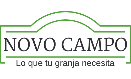 Logotipo de Novo Campo con texto 'Lo que tu granja necesita' en colores verde y negro.