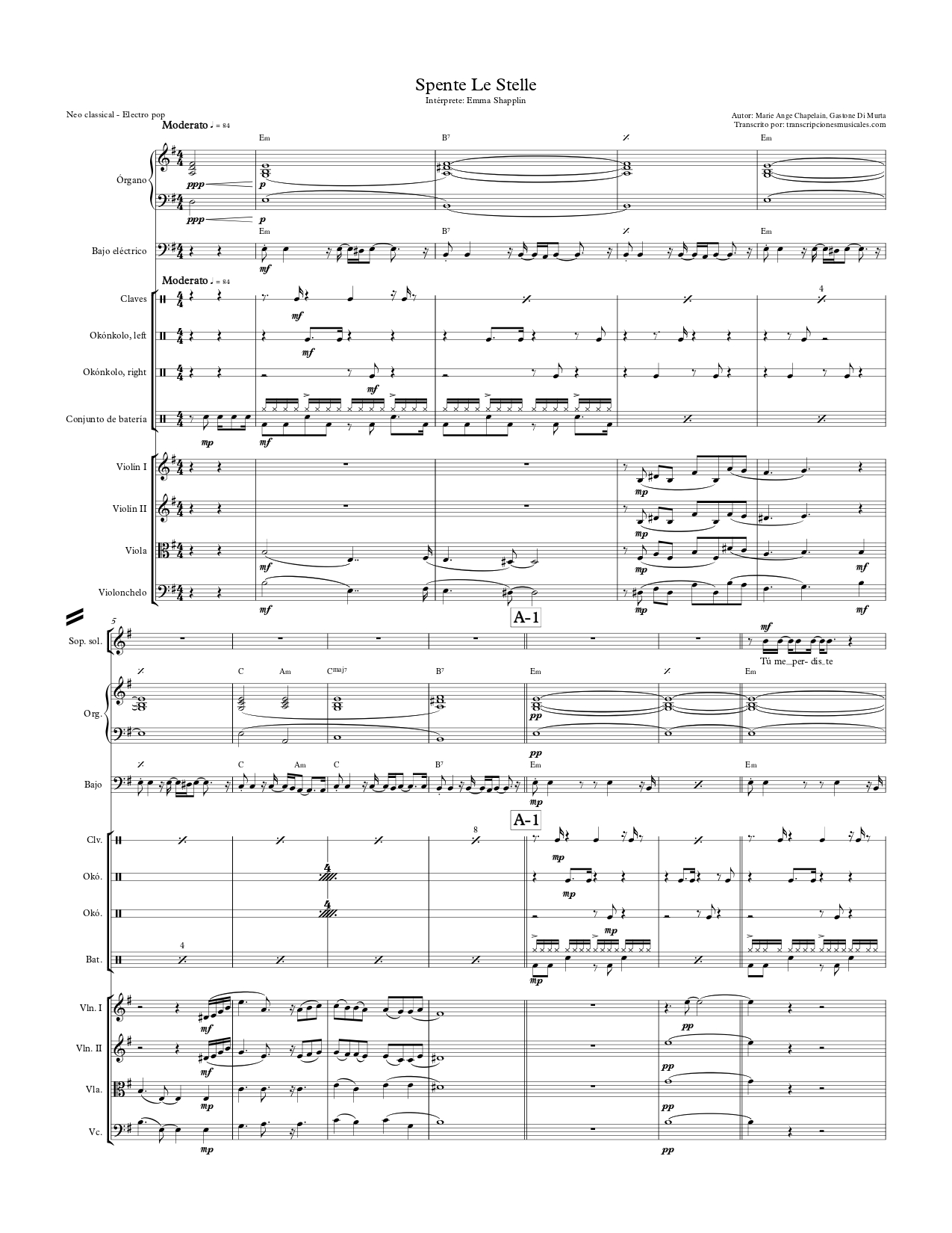 Spente Le Stelle - sheet music page 1