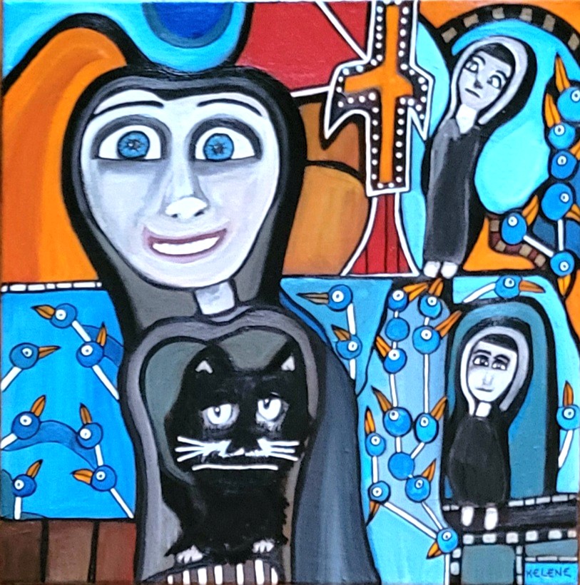 Title Background Buzz 20 x 20 acrylic on canvas Kelene 2025 $400.00