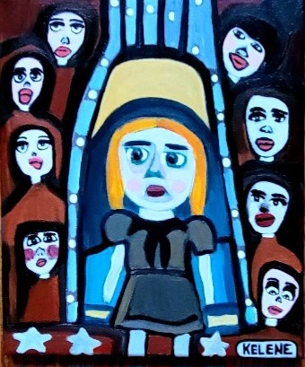 Title; Initiation 12 x 12 acrylic on canvas Kelene 2023 $100.00