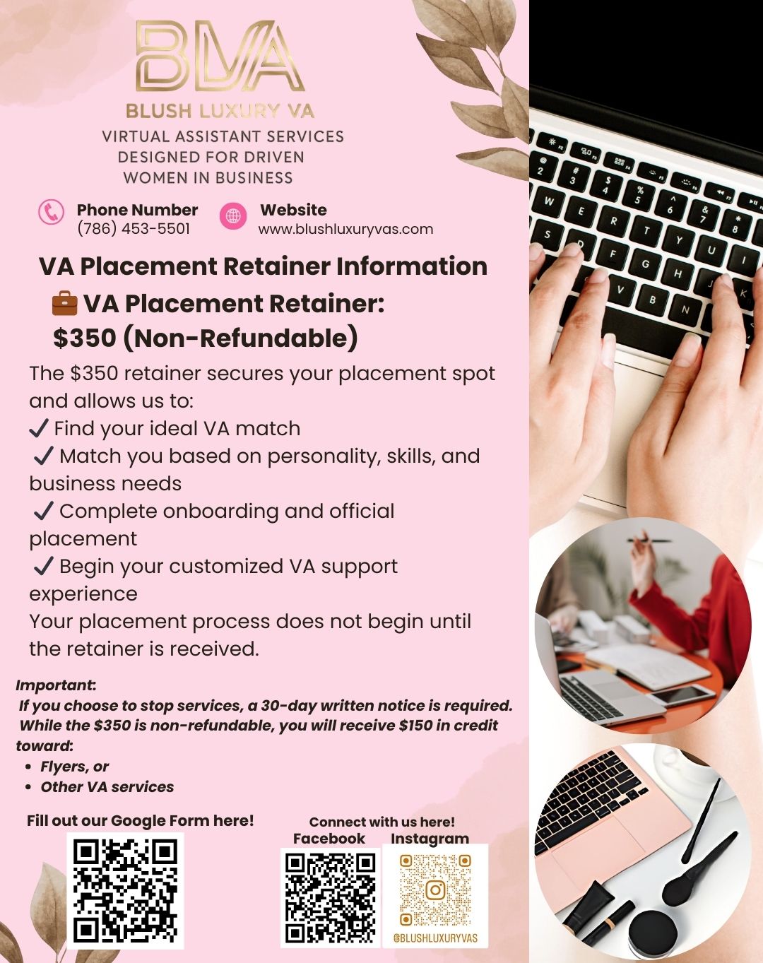 Business flyer with payment information on it 