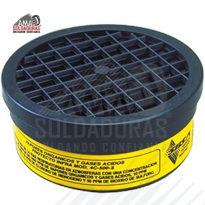 CARTUCHO ETIQUETA AMARILLA
Categoría: Cartuchos
Descripción: Protección contra vapores orgánicos, cloro, ácido clorhídrico, bióxido de azufre y gases ácidos, conteniendo una concentración no mayor de 1000 ppm de vapores orgánicos y gases ácidos, 10 PPM de cloro, 50 PPM de cloruro de hidrógeno y 50 ppm de bióxido de sulfuro. 
Para respiradores: SIISA
Normas: Certificación de Normas Oficiales Mexicanas y cumplen requerimientos NIOSH
NOM-116-STPS-2009