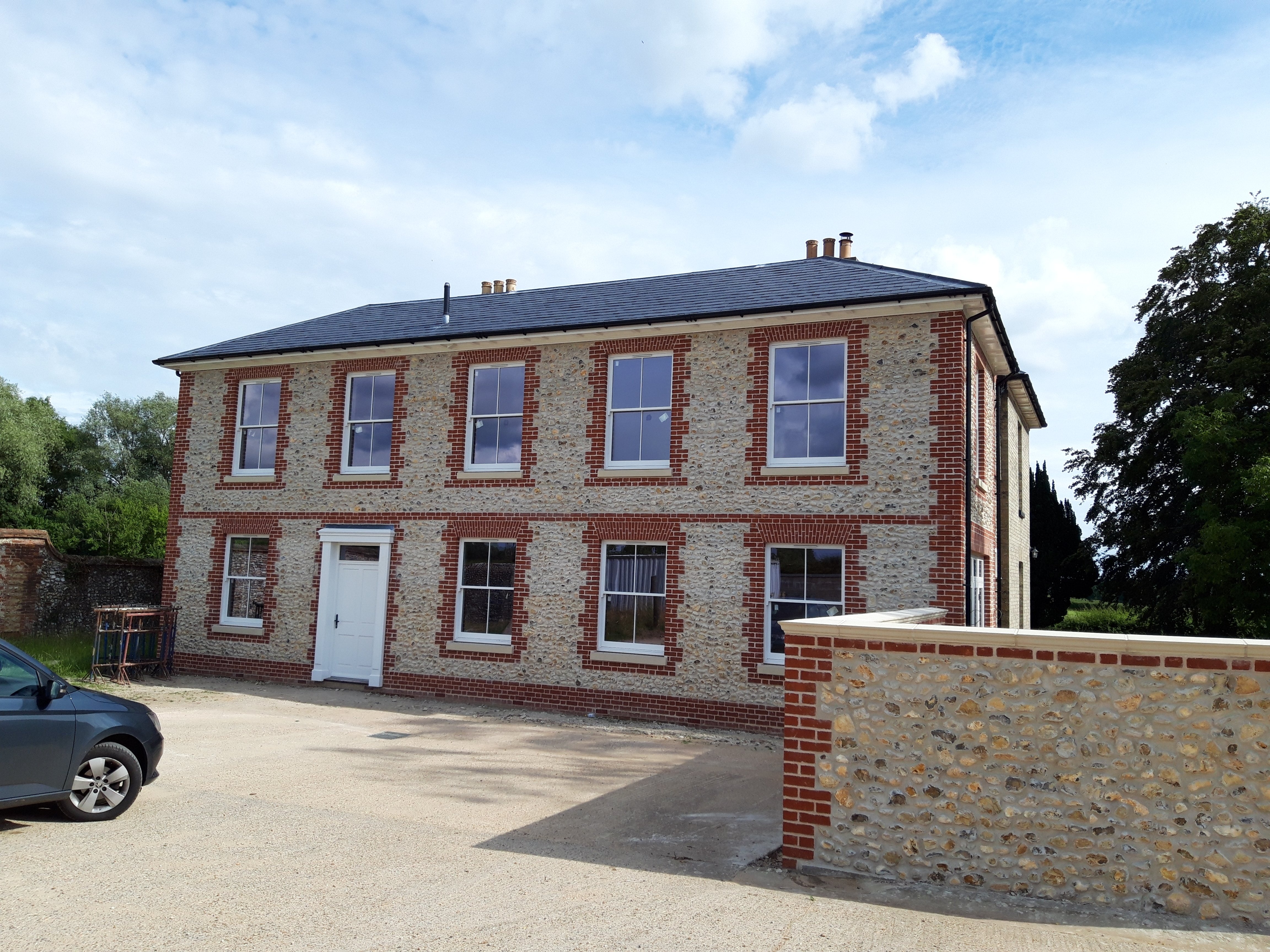 Rear of Grade II Manor House following extension and refurbishment