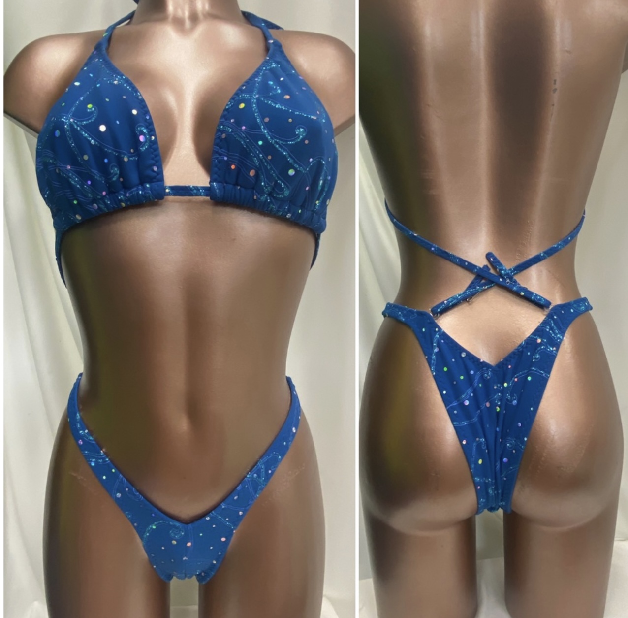 R8004 $40
C+ sliding top
small  front
xsmall back
blue with scrolls and sequins