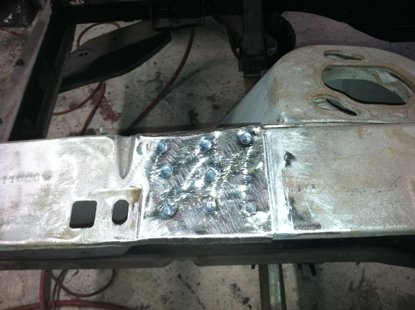 Patch panel, use spot welder to look like factory