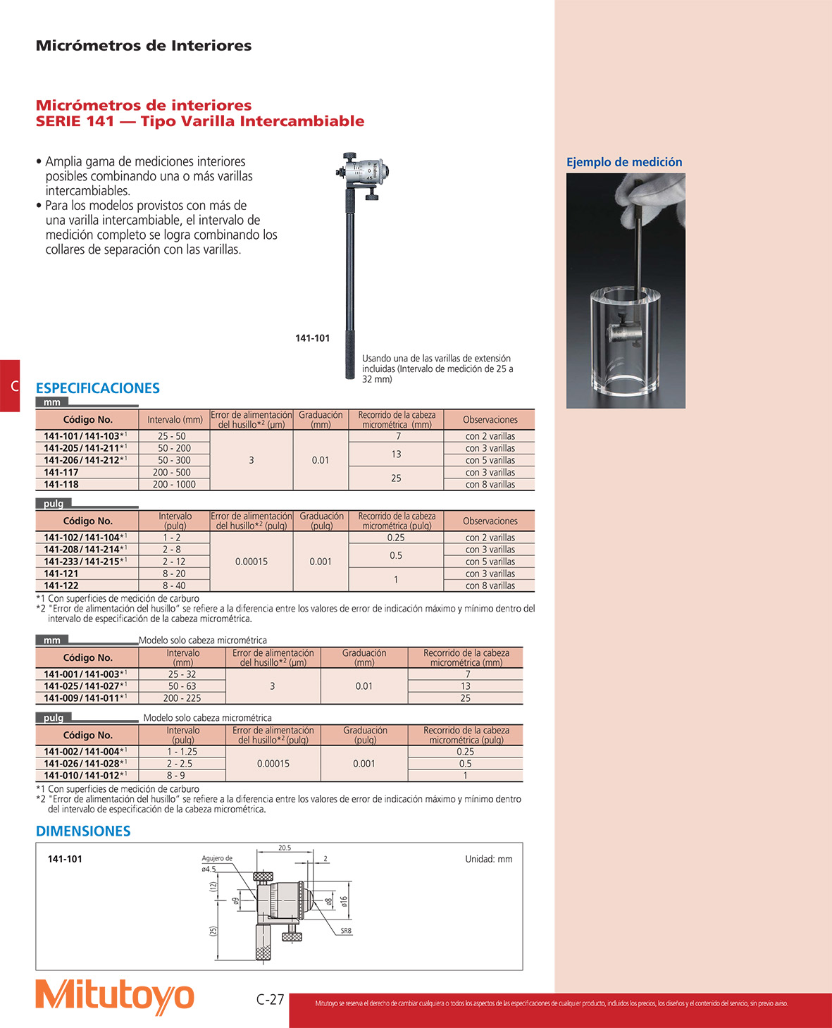 Micrómetros tipo varilla intercambiable 