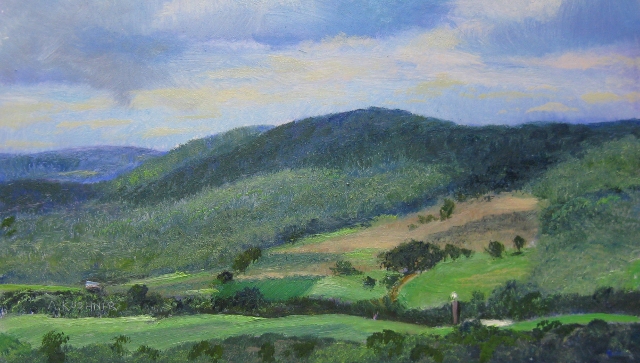 Garrett Hwy Landscape Overlook Patterns, 7" x 12" Oil on Panel