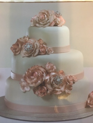 Wedding Cake With Pink Flowers