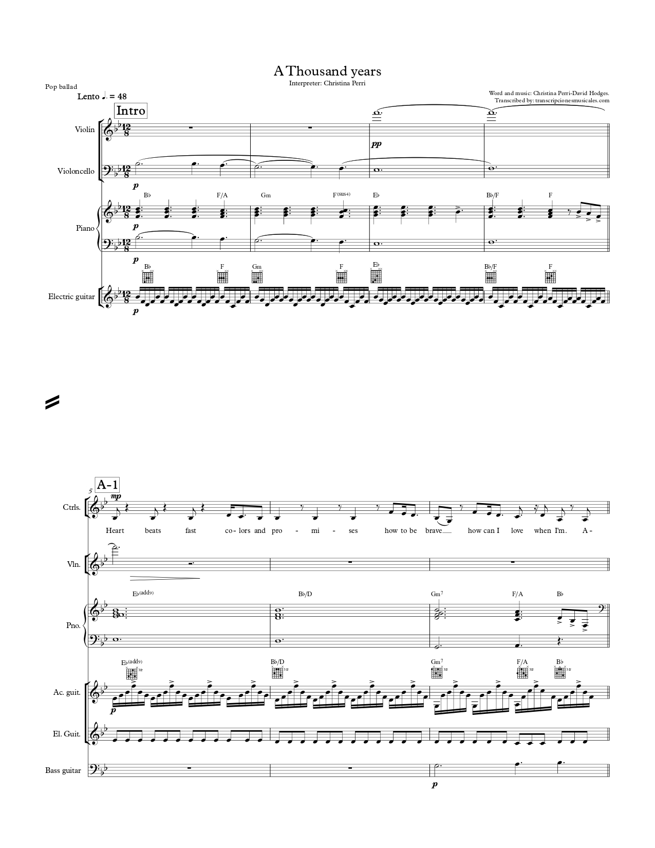 A Thousand years - sheet music page 1