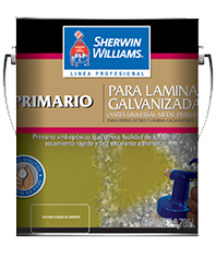 PRIMARIO PARA LÁMINA GALVANIZADA de Sherwin Williams es un recubrimiento que permite la adherencia del acabado final sobre aluminio, lámina galvanizada o fibra de vidrio. Es un recubrimiento muy versátil ya que puede recubrirse con esmaltes alquidálicos, acrílicos,de poliuretano, y epóxicos solo para interiores.