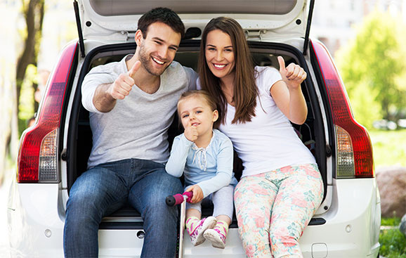 Happy Family with Car