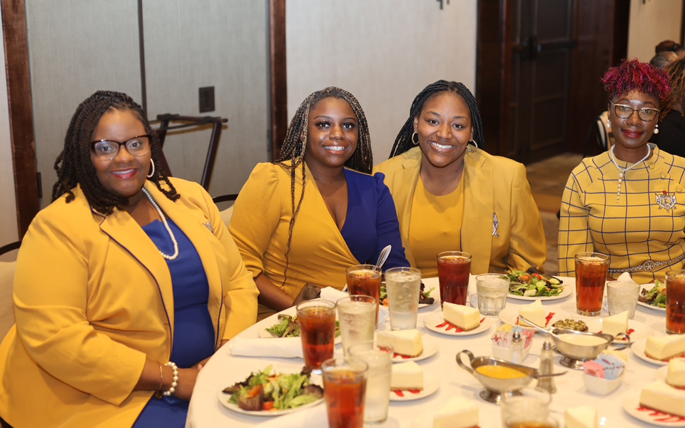Group photo at a banquet event
