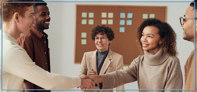 Diverse group of professionals in a business meeting