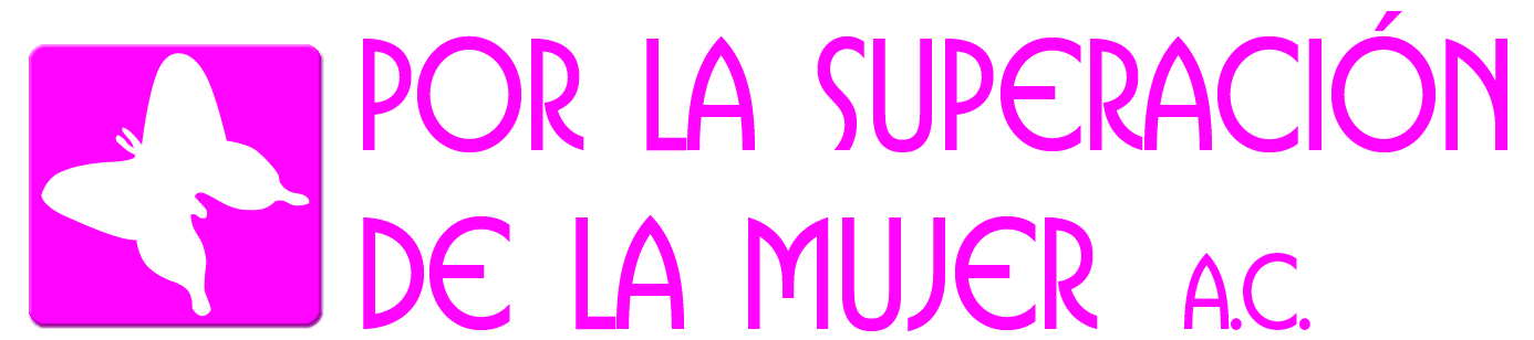 Logotipo con mariposa blanca sobre fondo rosa y texto 'Por la Superación' en color rosa vibrante.
