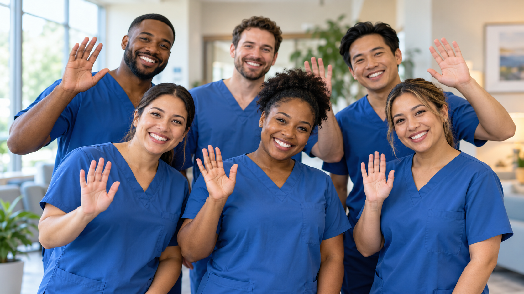 IT support team setting up office network, computers, printers, router, and server equipment