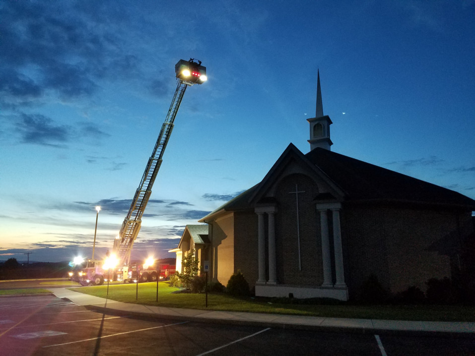 Fire Department practicing at church