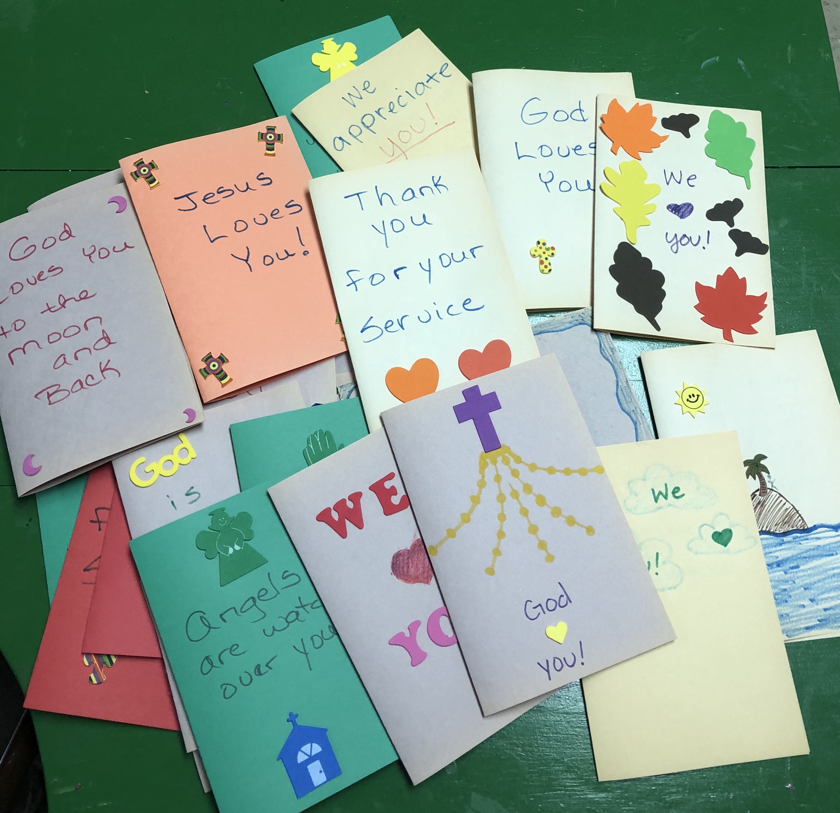 The Sunday School children made cards for the Veterans service project of Altrusa Club.
