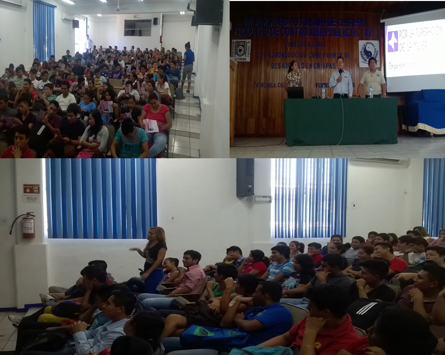24/02/16 se llevó a cabo una conferencia a los alumnos del 3er y 4to semestre de las carreras de "Sistemas" y "Contadores Públicos" de la Universidad Autónoma de Chiapas en Tapachula, Chiapas (UNACH) en donde las y los adolescentes se vieron muy participativos  durante la conferencia, se les hizo entrega de tripticos informativos.