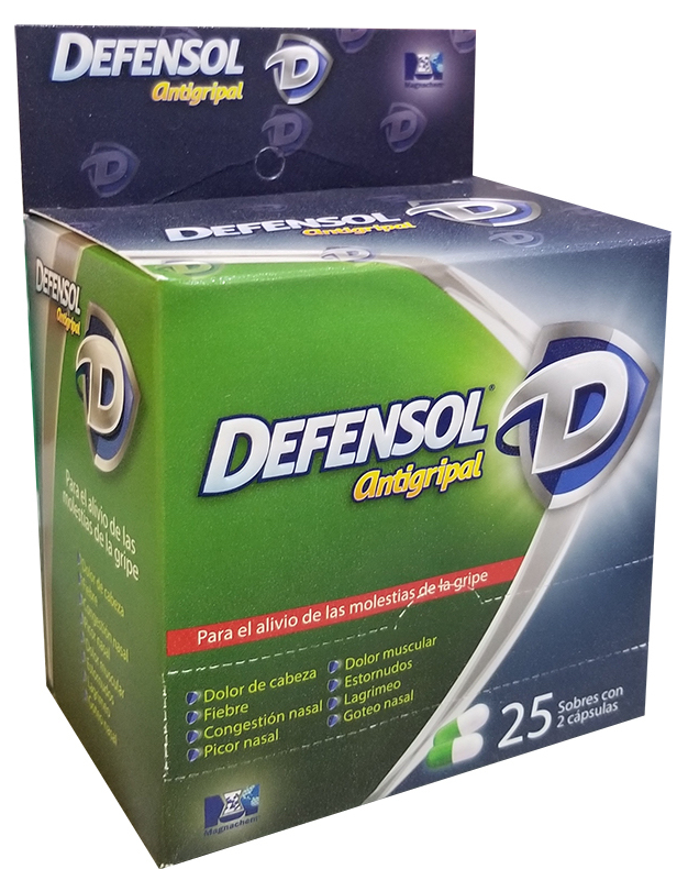 Tratamiento sintomático de la gripe y el resfriado común, malestar general, fiebre, otalgias, secreción nasal, lagrimeos y estornudos
