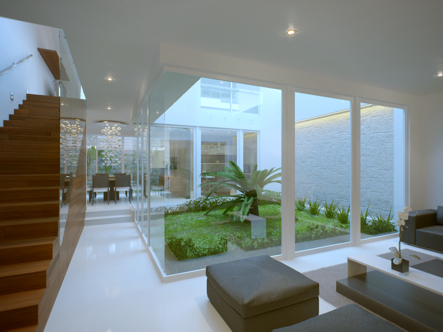 Stylish interior with a large bookcase