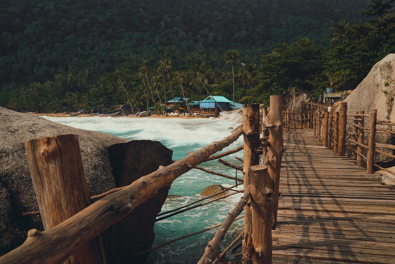 Dock and Huts by Water