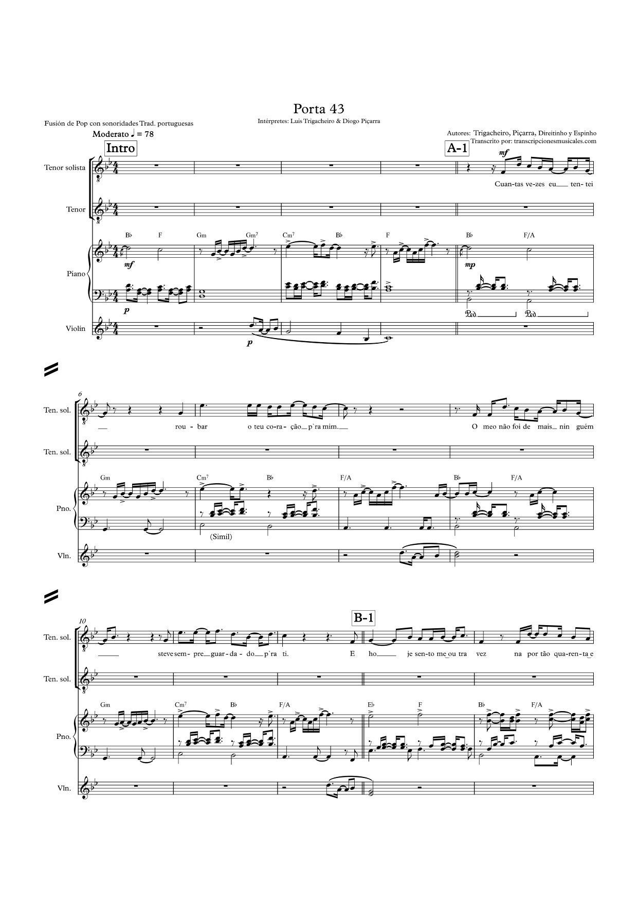 Porta 43 - partitura hoja 1