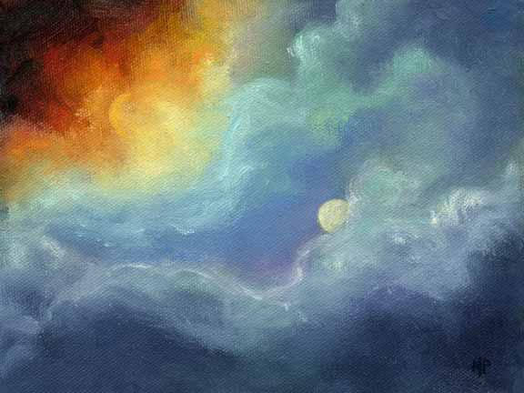 Sun And Moon - 6"x 8" Oil on Stretched Canvas  Sold