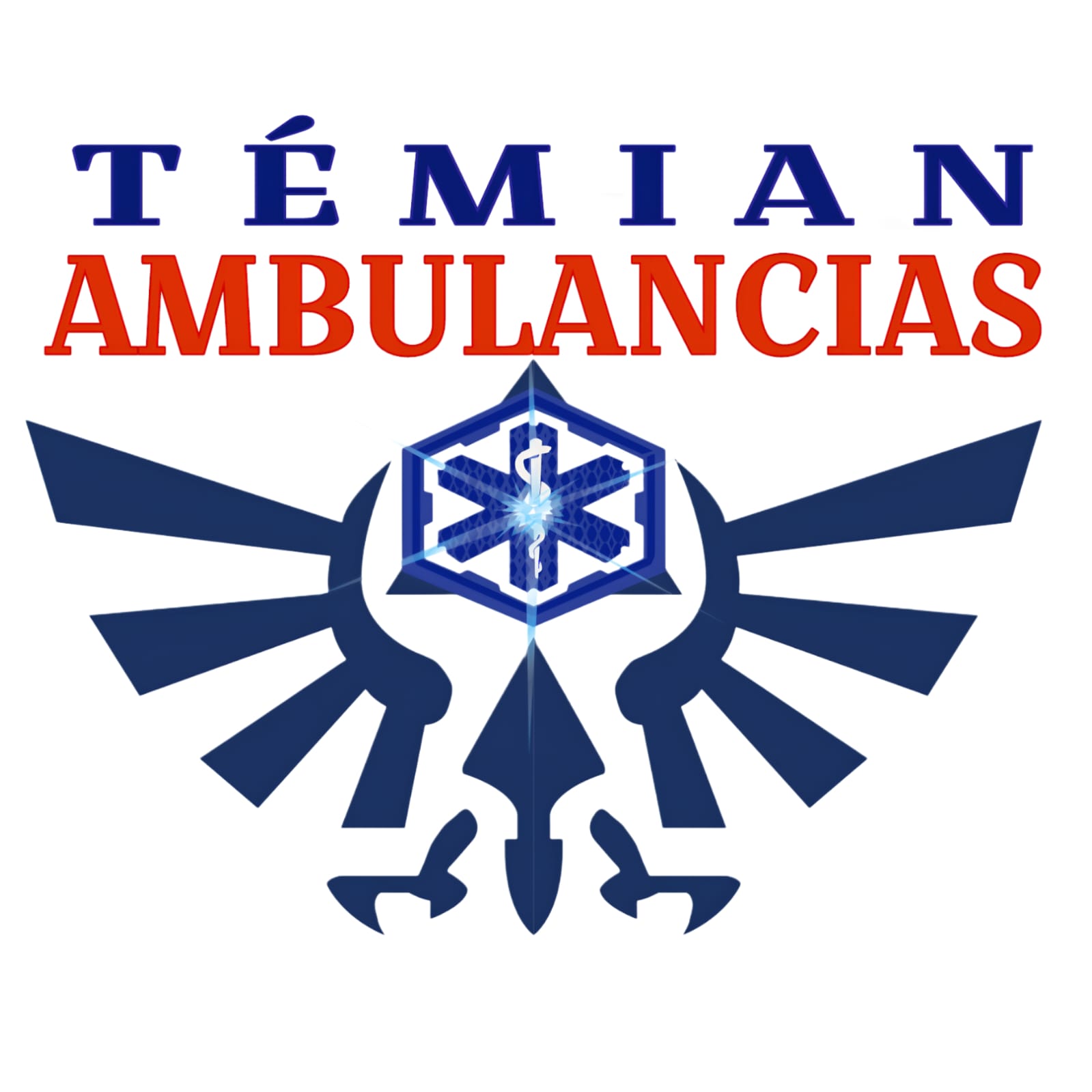 Logotipo de Témian Ambulancias con símbolo de estrella médica y diseño de águila estilizada.