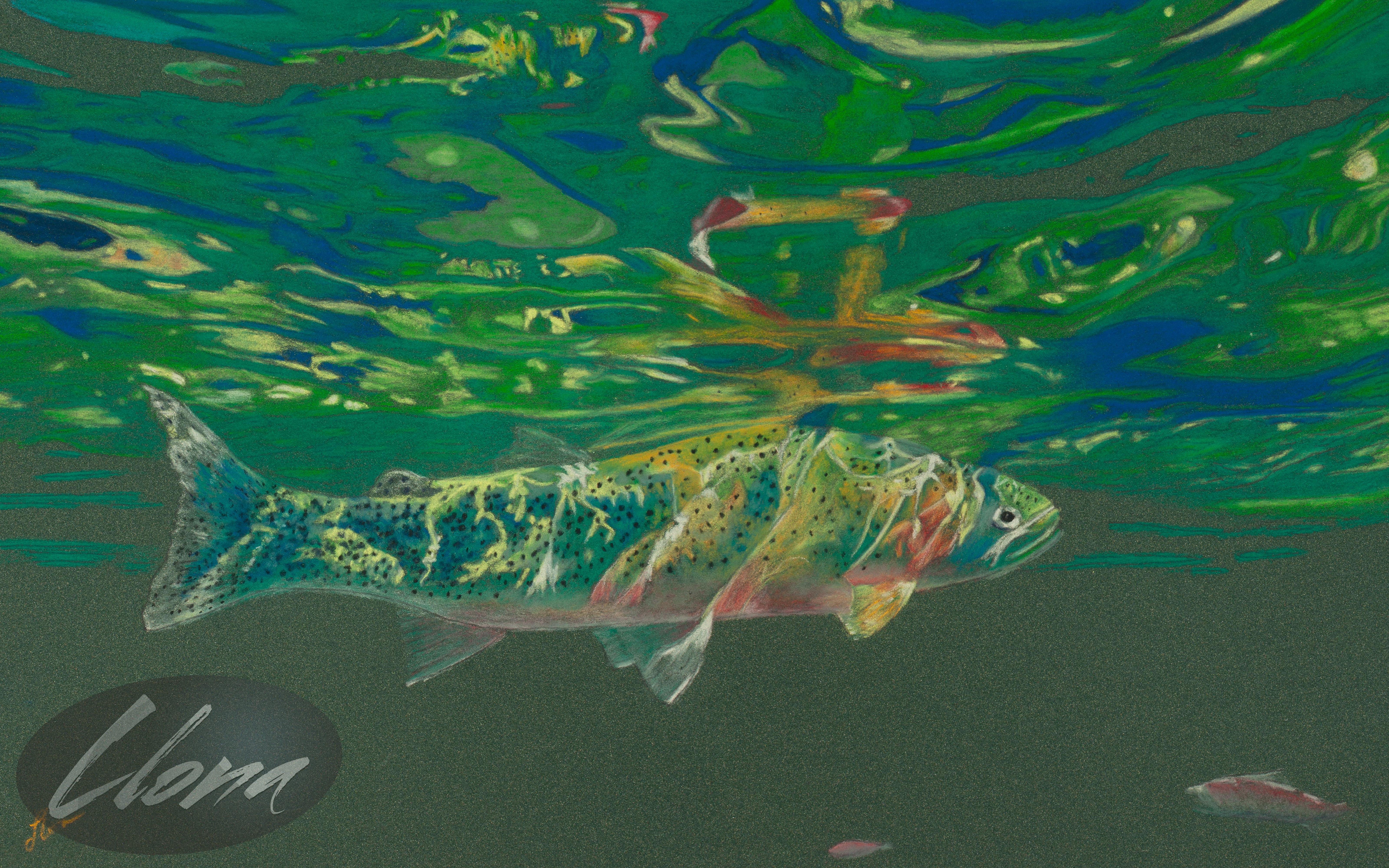 Fish Reflection- Blue
7.25" x 12" Giclee Unframed $75
Original Painting  10" x 16"