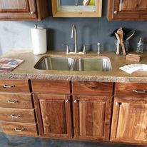 A set of wooden cupboards