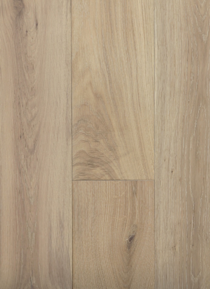 Casablanca Collection Bora Oak
SPECIES: European Oak - STYLE: Light Wire Brushed - WEAR LAYER: 4 mm nominal
LENGTH: Random up to 7 ft - GLOSS: Matte - THICKNESS: 9/16" - WIDTH: 7"
FINISH: UV Oil - CONSTRUCTION: Hybrid Solid Engineered
EDGE PROFILE: Tongue & Groove locking , Mico Bevel - HARDNESS/JANKA: 1360
WARRANTY: Lifetime Structure / 50 Years Finish