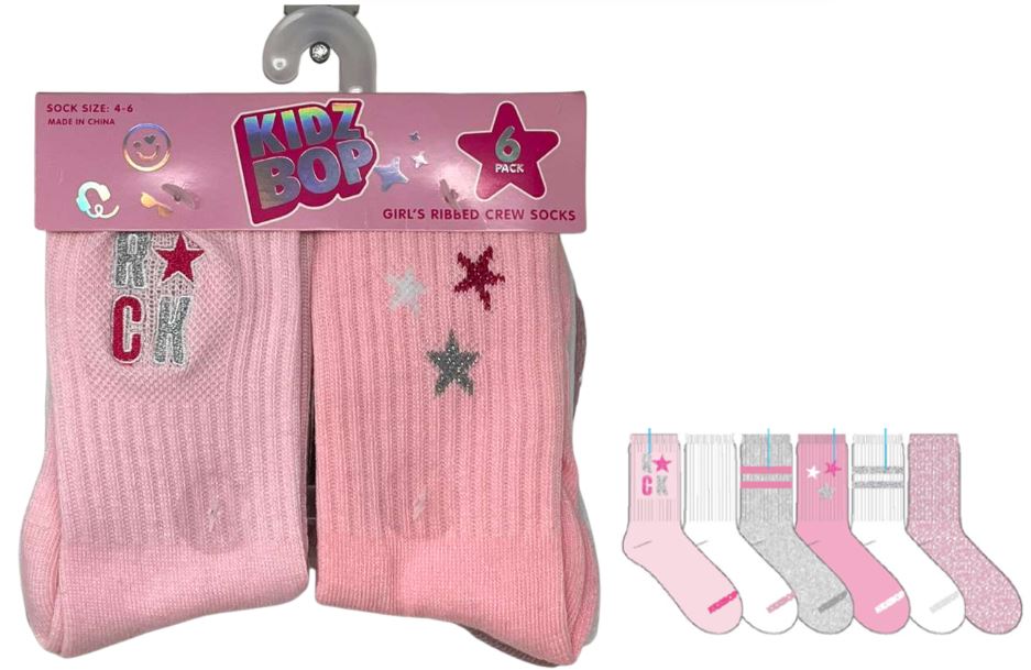 GZ1462-672-CKF-S
6PK RIBBED CREW SOCKS FOR GIRL 4-6 KIDZ BOP
191153586586

GZ1462-672-CKF-M
6PK RIBBED CREW SOCKS FOR GIRL 6-8 KIDZ BOP
191153586593

72 CS PACK

