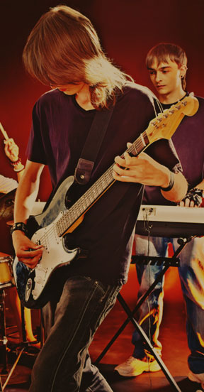 Group people playing guitar