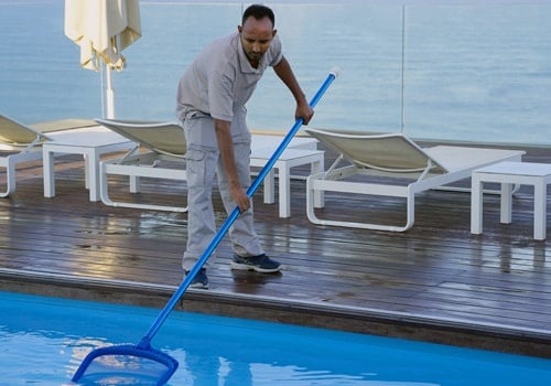 Pool Cleaner During His Work