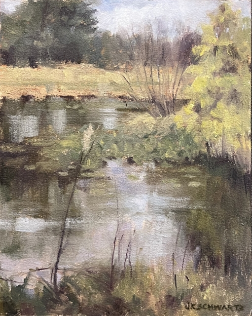 Schwartz, Meadowlark Pond, Early Spring, 10" x 8" Oil