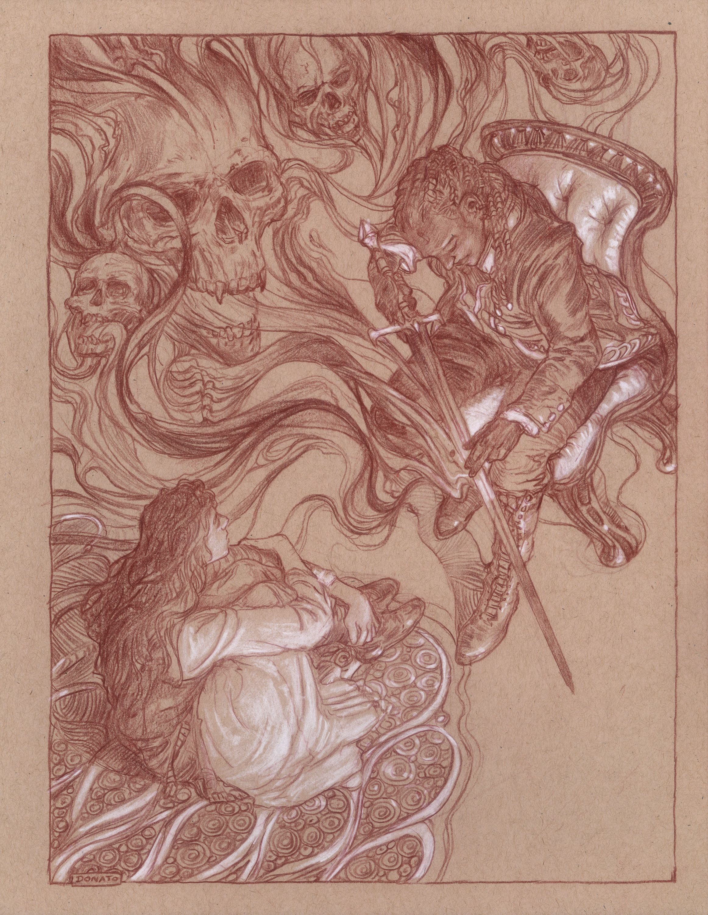 Uprooted- Chapter 24  -The Sword
14" x 11" Watercolor Pencil and Chalk on Toned Paper 2018