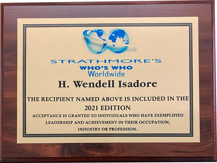 Plaque of Wendell Isadore