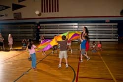 Parachute play in the gym