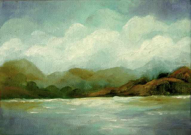 Lake View - 5"x 7" Oil on Stretched Canvas  Sold