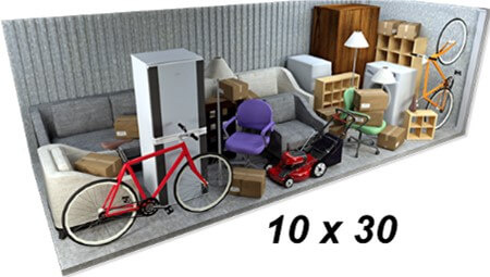 what fits in a 10x30 storage unit what fits in a 10x30 storage unit