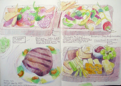 Lunch at The Cricketers, Clavering
11.5" x 16.5", pen and sepia ink and coloured pencils in Moleskine Sketchbook
http://travelsketch.blogspot.co.uk/2011/07/lunch-at-cricketers-clavering-essex.ht