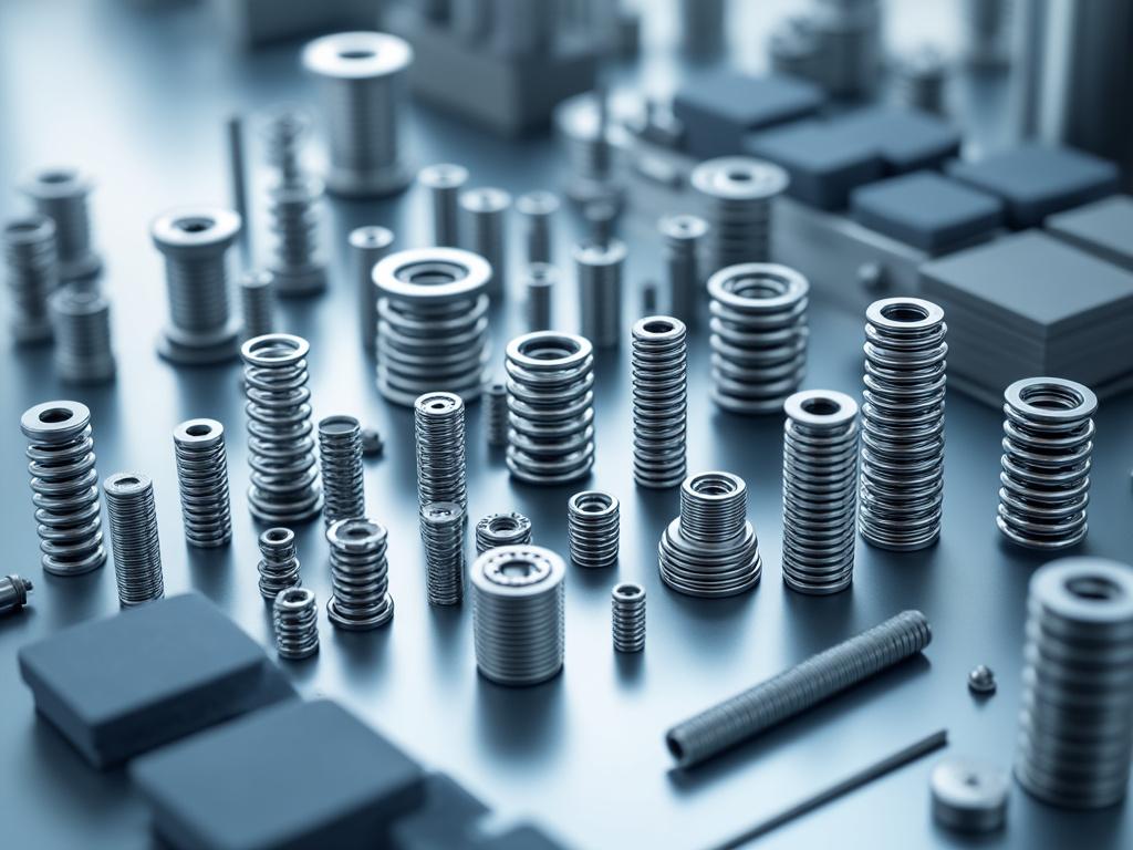 Muelles de metal en diferentes tamaños organizados sobre una superficie de acero.