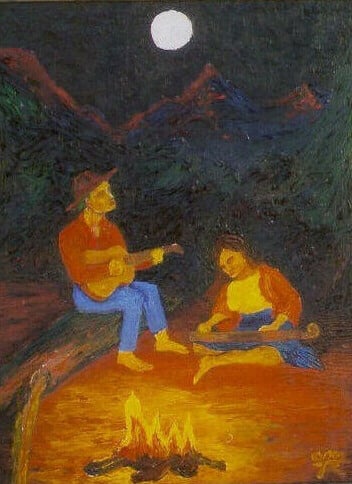 Op-013 GYPSIES 14 in x 18 in Oil on Canvas 1983