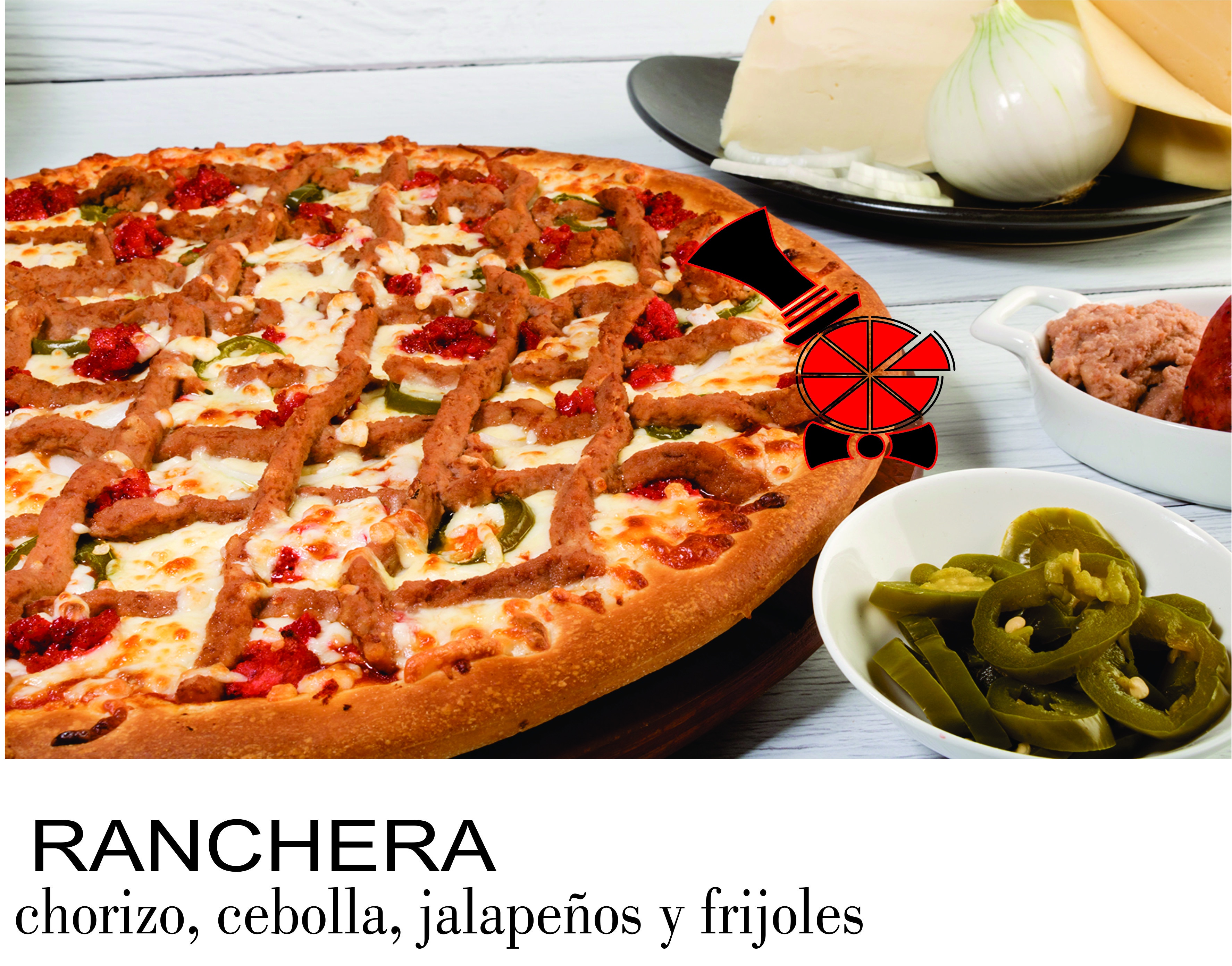 RANCHERA
chorizo, cebolla, jalapeños y frijoles
