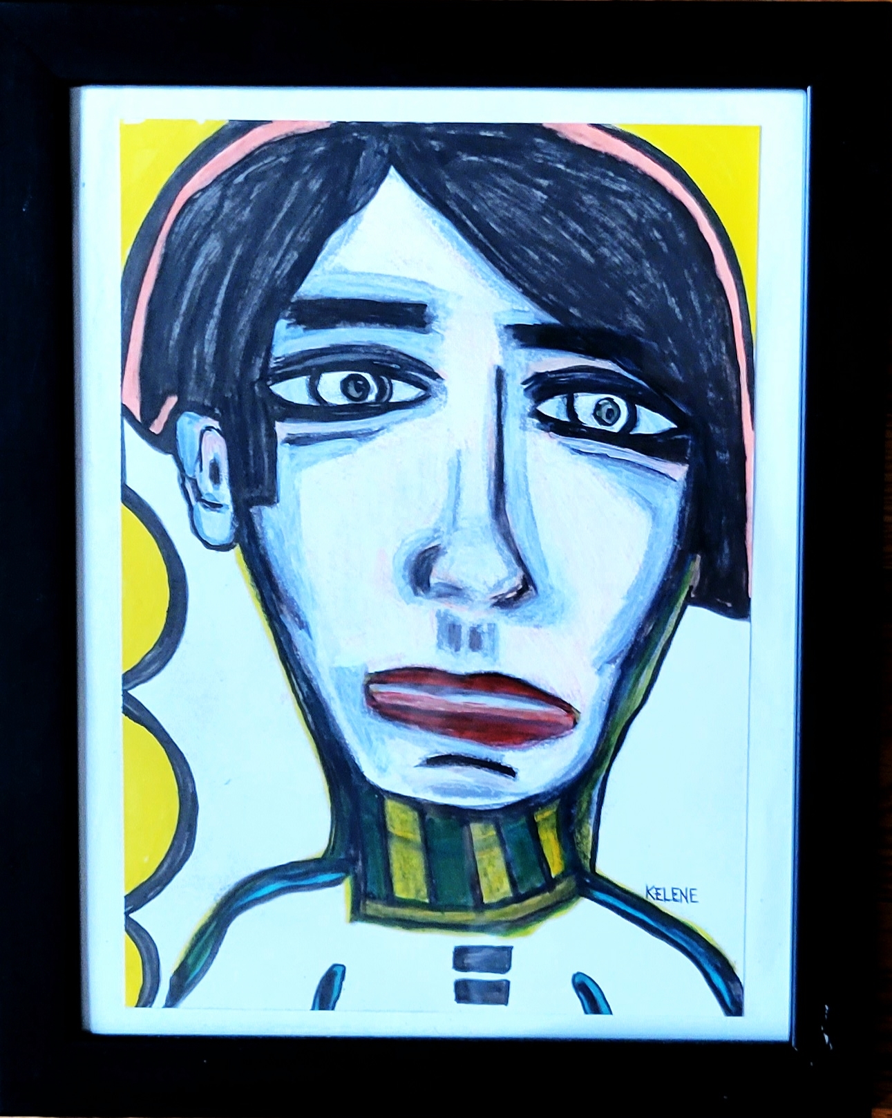 Title Rock Star. 12 x 14.  Pen and pencil on paper.  Framed 2022 Artwork copyrighted.